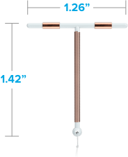 Paragard IUD dimensions: 1.26 by 1.42 inches