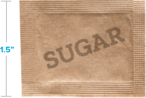 Sugar packet: 1.5 inches