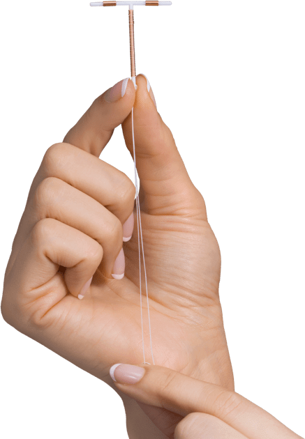 Paragard IUD unit primed for insertion