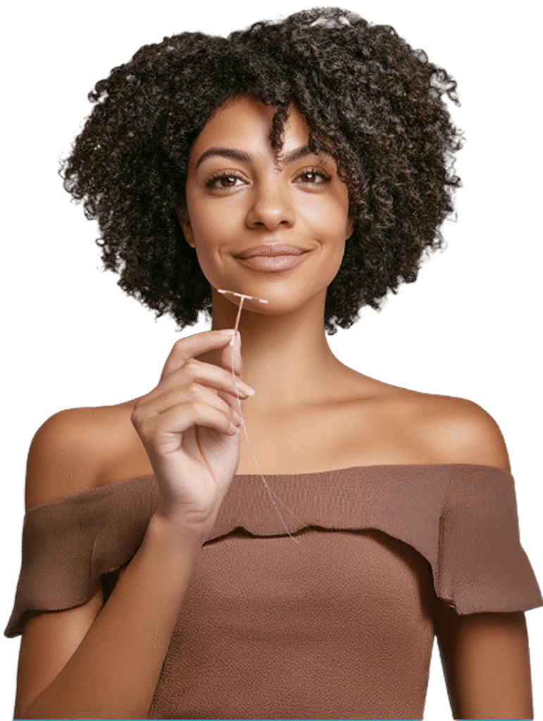 Woman choosing Paragard, the only hormone-free copper IUD that is over 99% effective at preventing pregnancy for up to 10 years